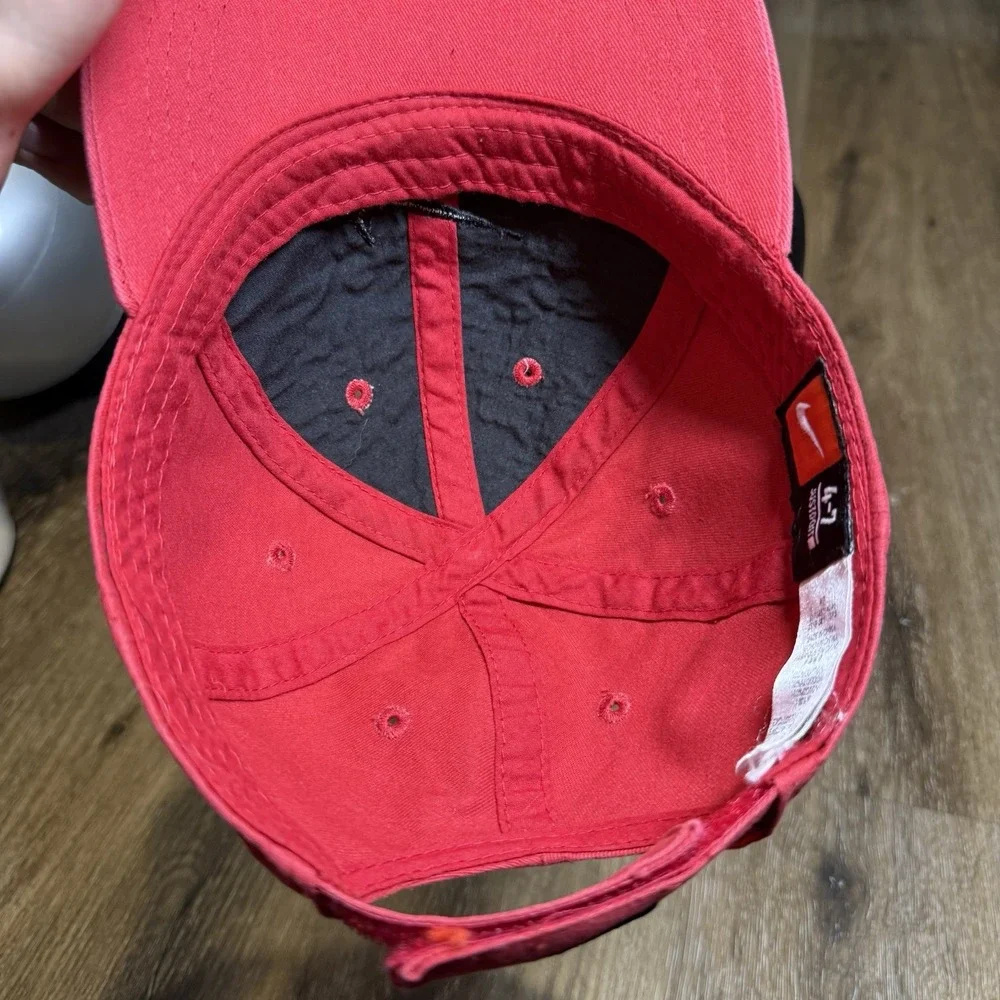 Vintage Nike Hat Youth Red Black 4-7 Adjustable Strap 90s Y2K 2000s Baseball Cap